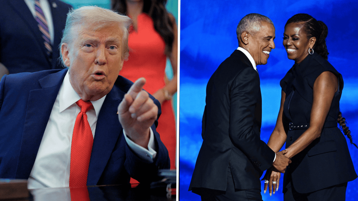 Donald Trump posts 'racist' video of Barack and Michelle Obama leaving ...