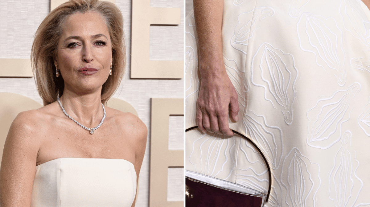 Gillian Anderson leaves fans stunned after wearing dress embroidered with female anatomy Gillian Anderson leaves fans stunned after wearing dress embroidered with female anatomy