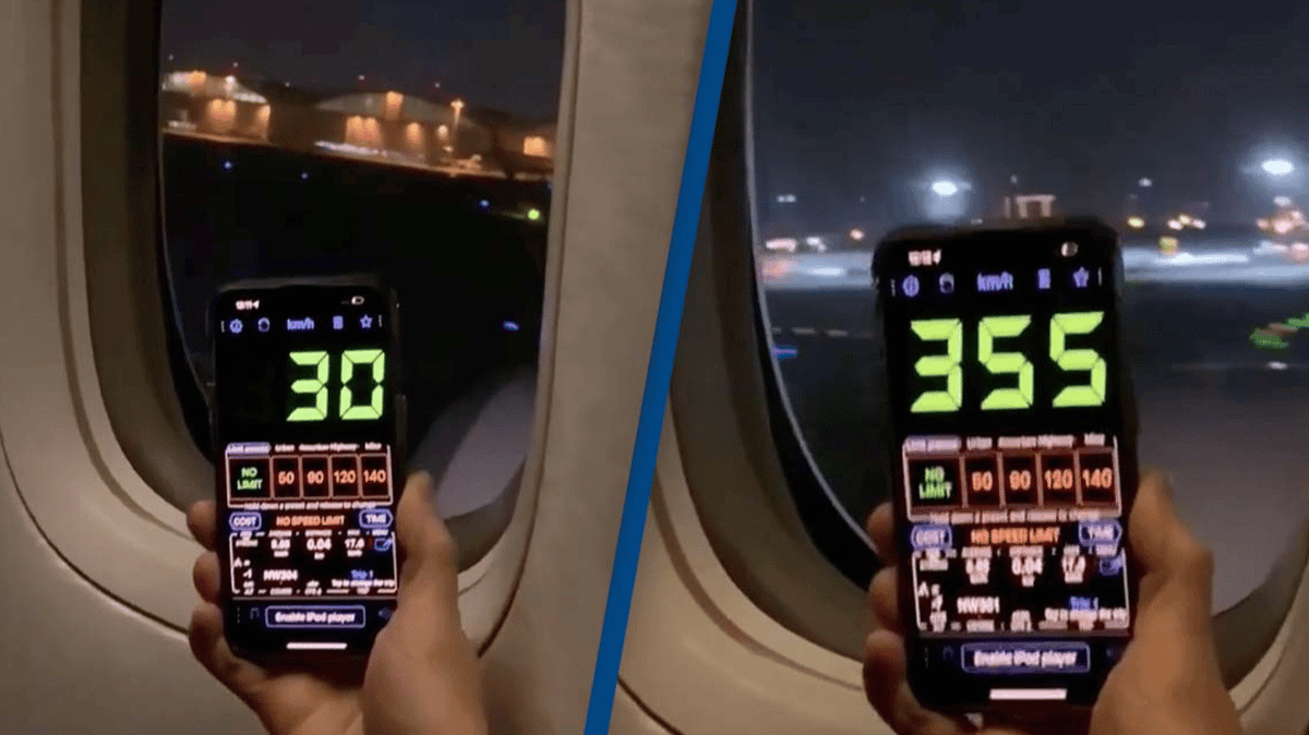 Passenger films real-time speed of an airplane revealing shocking speed ...
