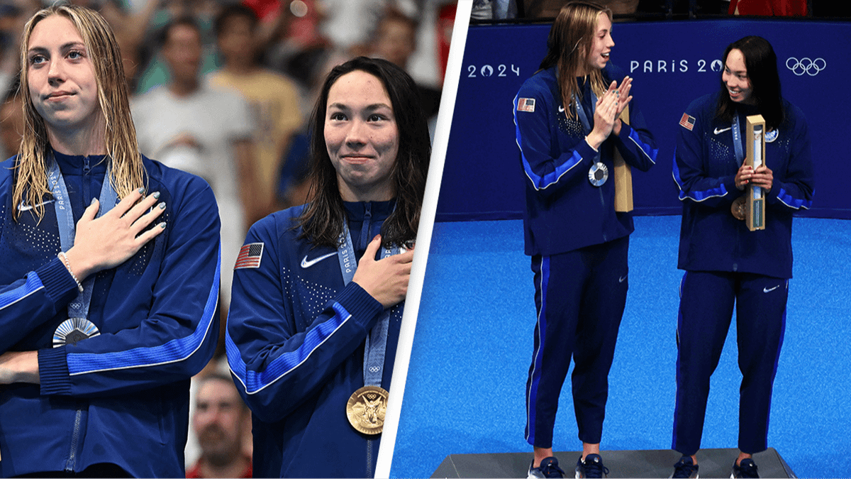 Fans divided over US gold medalist's 'awkward' gesture on the Olympic ...