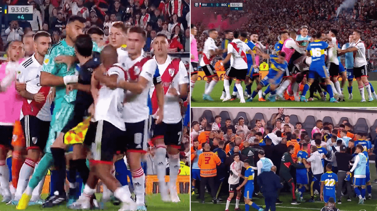 Wild stoppage time melee in River Plate vs Boca Juniors sees SEVEN ...