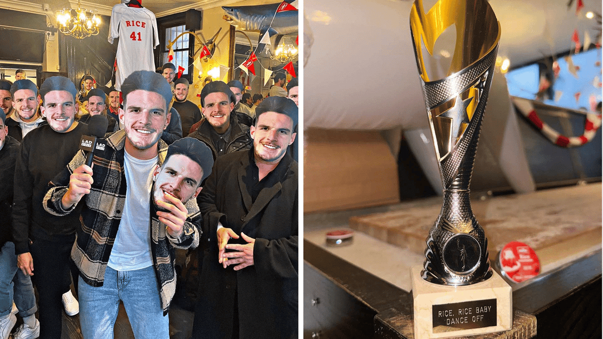 Declan Rice Rice Rice Baby Declan Rice superfans take over English pub for Rice Rice Baby bash