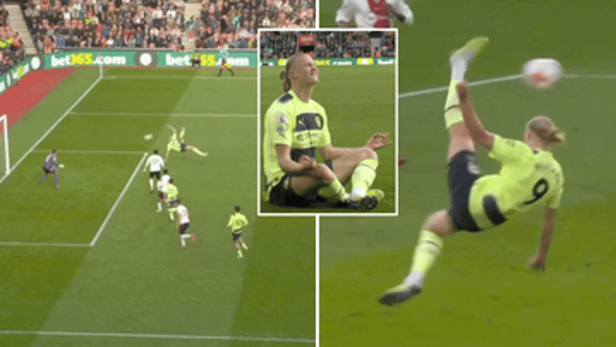 Erling Haaland brings up 30th Premier League goal with stunning bicycle ...