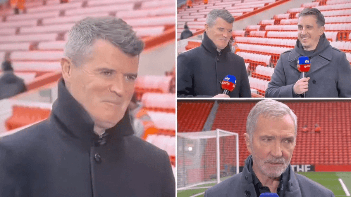 Roy Keane and Gary Neville can't stop laughing in reaction to Graeme ...