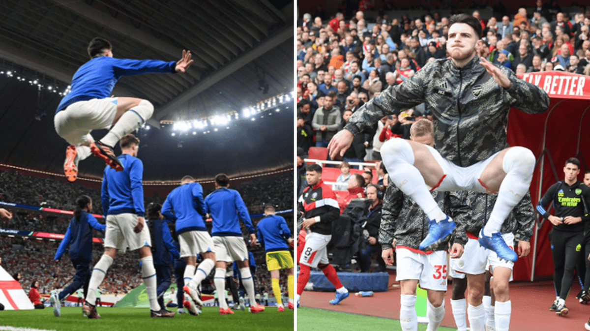 Declan Rice responds after fans spot his bizarre pre-match routine for ...