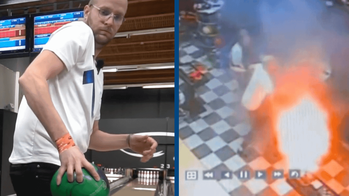 Twitch streamer’s setup bursts into flames during bowling competition