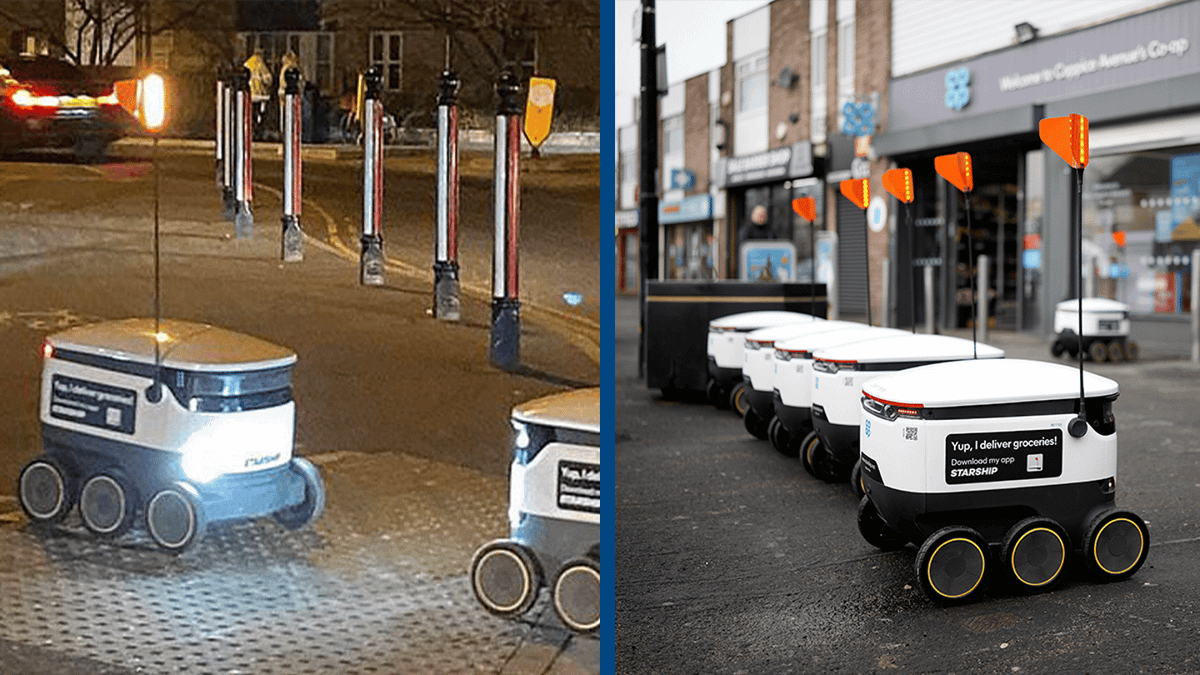 Passerby spots awkward 'stand-off' between two automated delivery robots