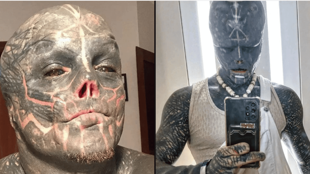 'Black alien' with extreme body modifications shocks fans after sharing ...