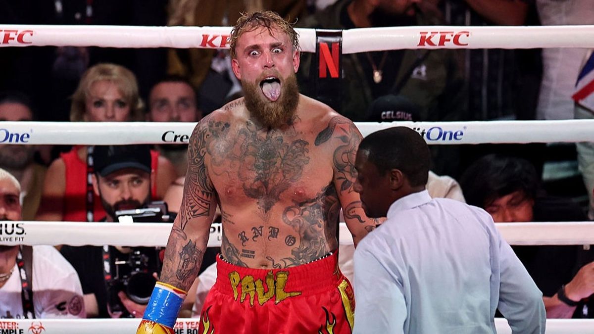 Jake Paul explains why he stuck tongue out at Anthony Joshua moments ...