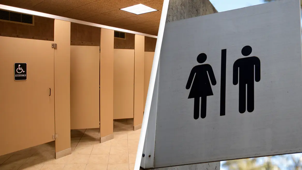 Reason why public bathroom doors don't reach the ground