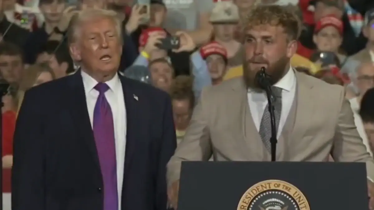 Jake Paul Wardrobe Malfunction with Trump on Stage