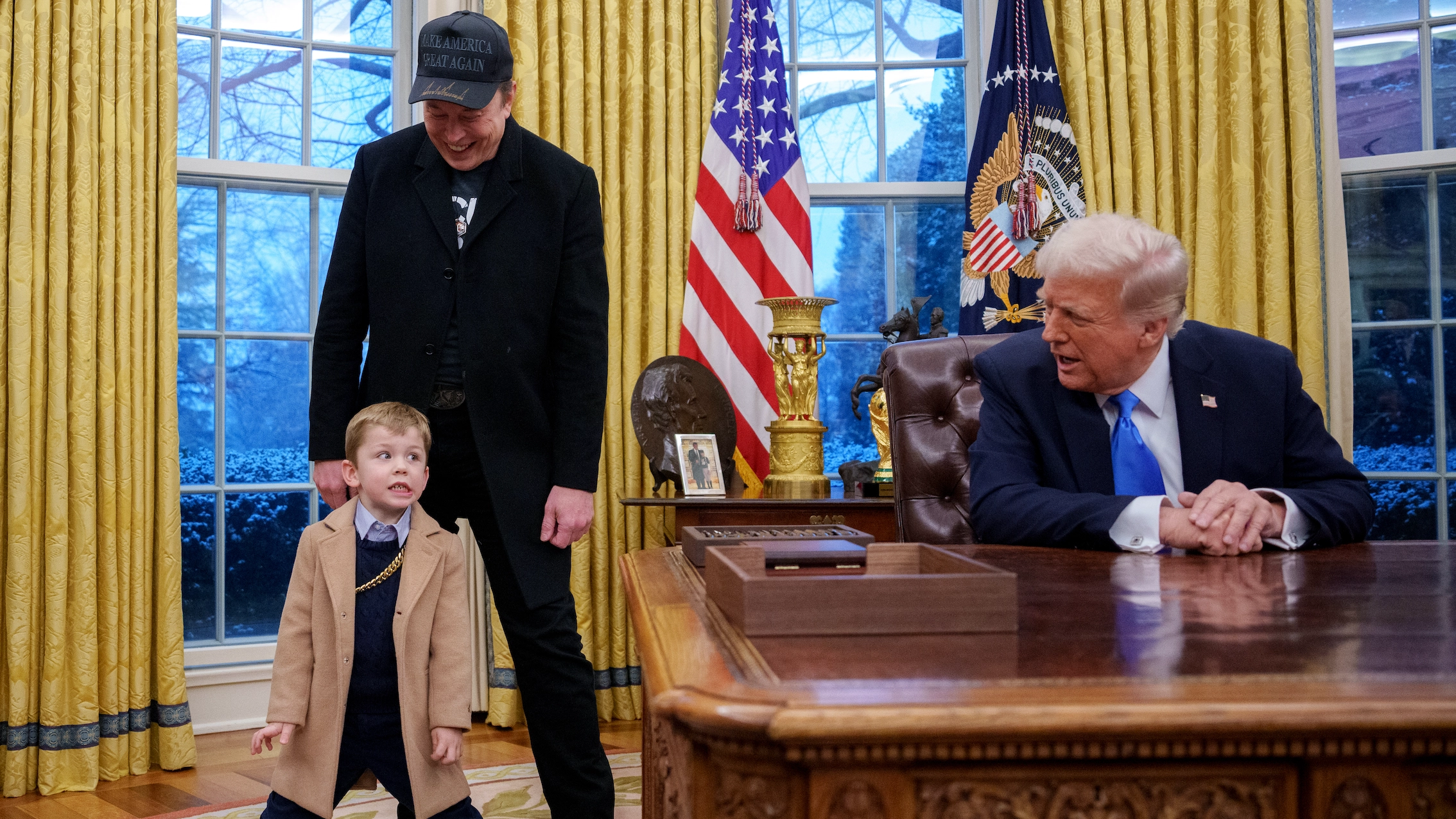 People think they've worked out brutal four-word message Elon Musk's son 'Little X' had for Donald Trump during White House visit