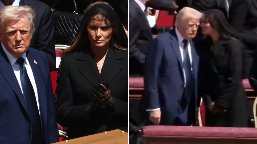 Lip reader reveals Melania Trump’s four-word command to husband Donald during ‘awkward’ moment at Pope’s funeral