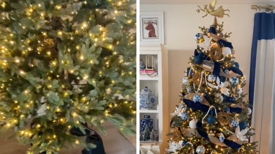 Mum shares genius hack to make artificial Christmas trees taller