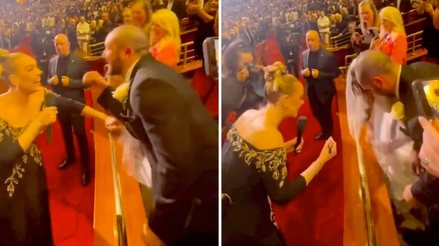 Adele signed wedding dress of couple who just got married while singing at concert