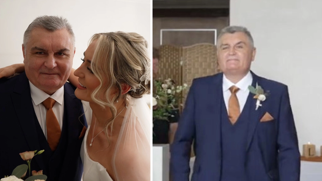 Awkward moment father of bride makes major mistake while proudly walking down aisle