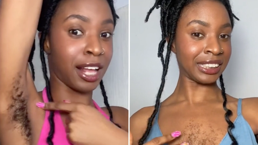 Woman trolled for her hairy chest, snail trail and unshaved armpits as people call her 'sick'