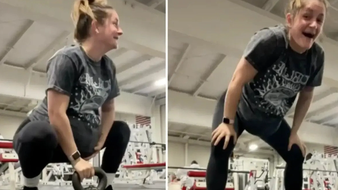Woman captures moment her baby bump 'dropped'