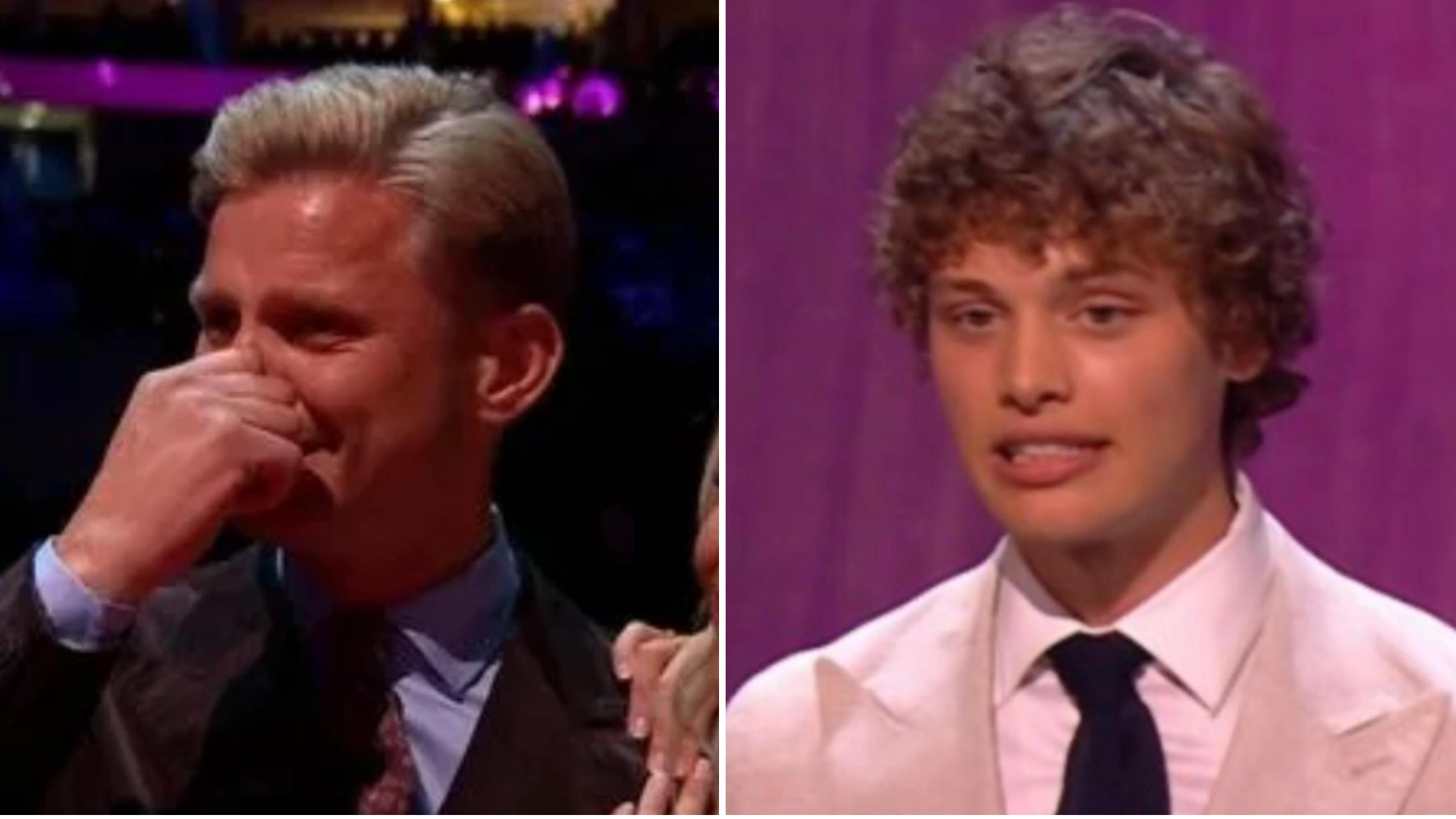 Jeff Brazier gets comforted after breaking into tears as son Bobby wins NTA
