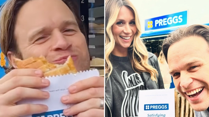 Olly Murs applauded by fans after throwing ‘iconic’ Greggs-themed baby shower for wife Amelia