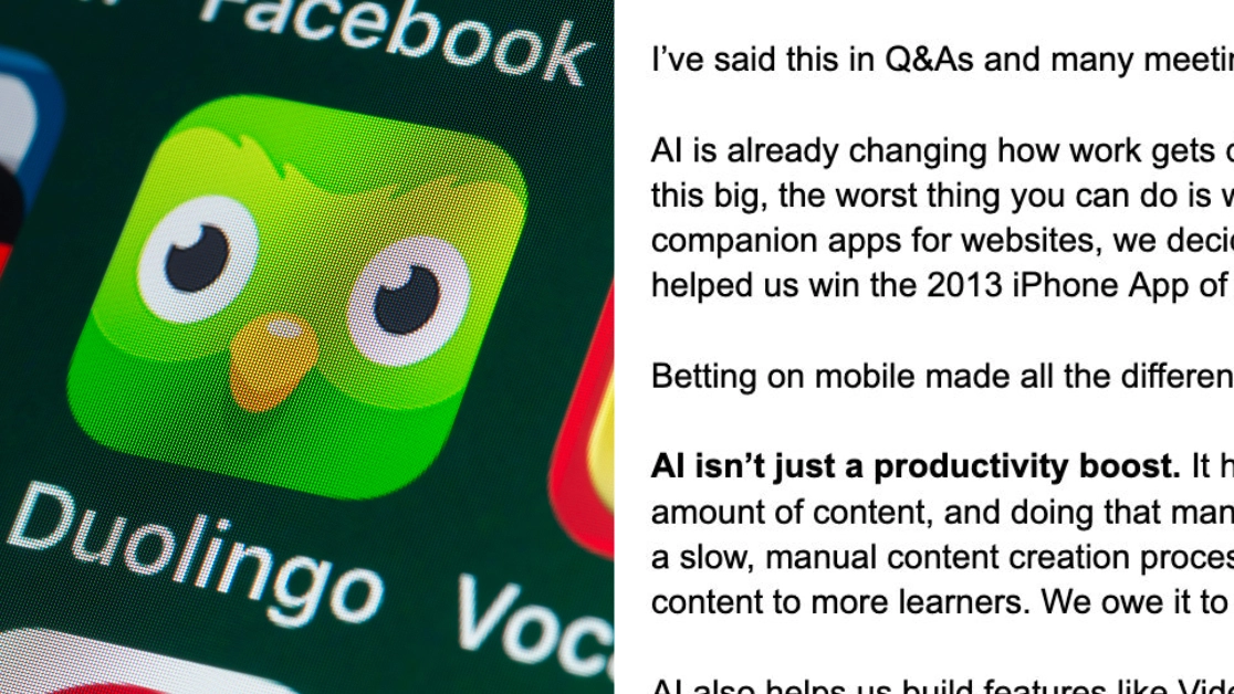 Duolingo reveals it's replacing workers with AI in controversial email