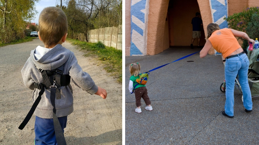 Woman reveals she keeps her daughter tied on a leash when they’re out in public