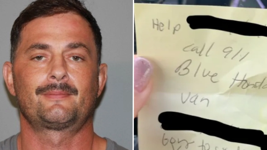 Woman saved by note slipped to stranger after being 'kidnapped by fake Uber driver'
