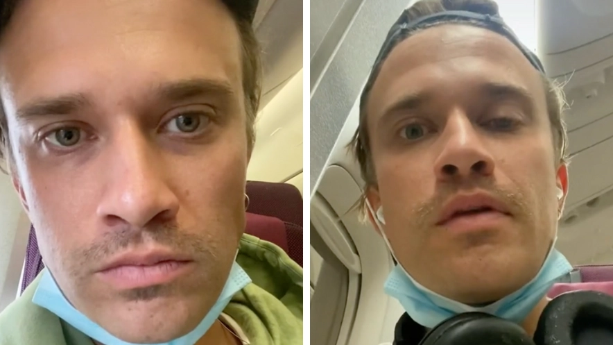 Man slammed after posting video reacting to baby screaming during 29-hour flight