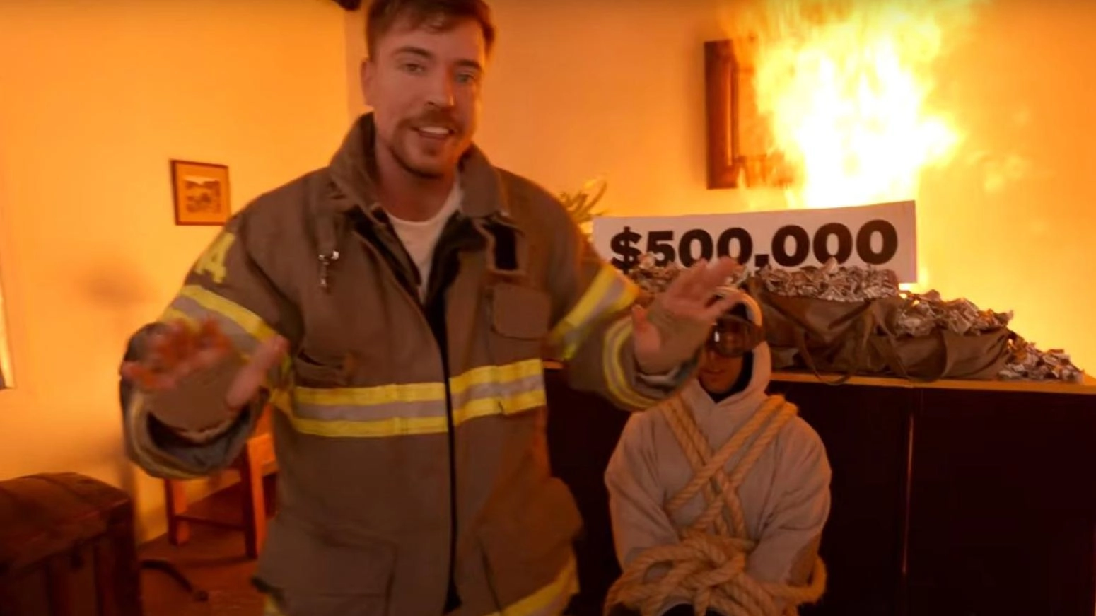MrBeast issues statement after trapping man in burning building for $500,000