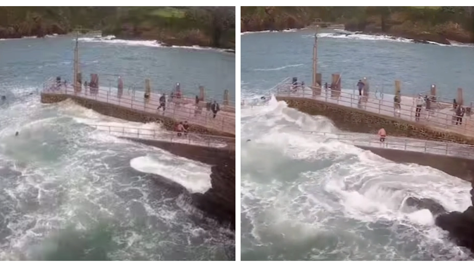 Terrifying moment girl is swept into sea while playing with friends
