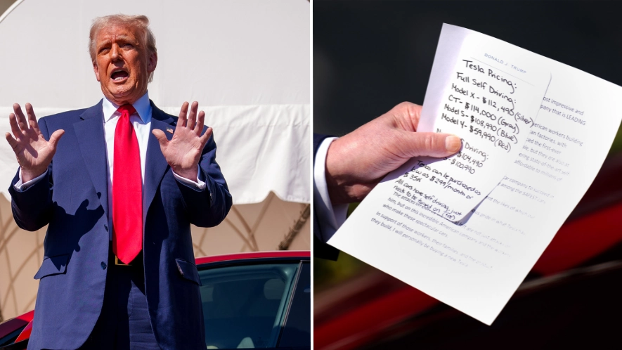 Donald Trump leaves people outraged after details written on his 'scripted' Tesla notes are exposed