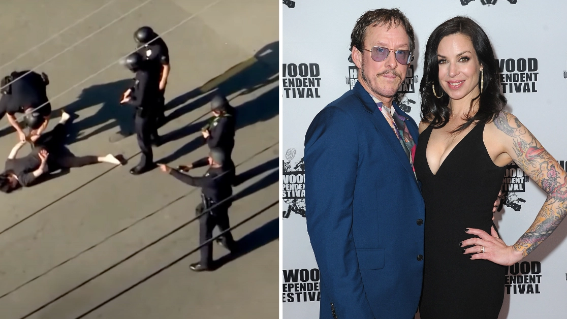 Shocking footage shows moments leading up to police shooting Weezer bassist Scott Shriner’s wife in chaotic hit and run chase