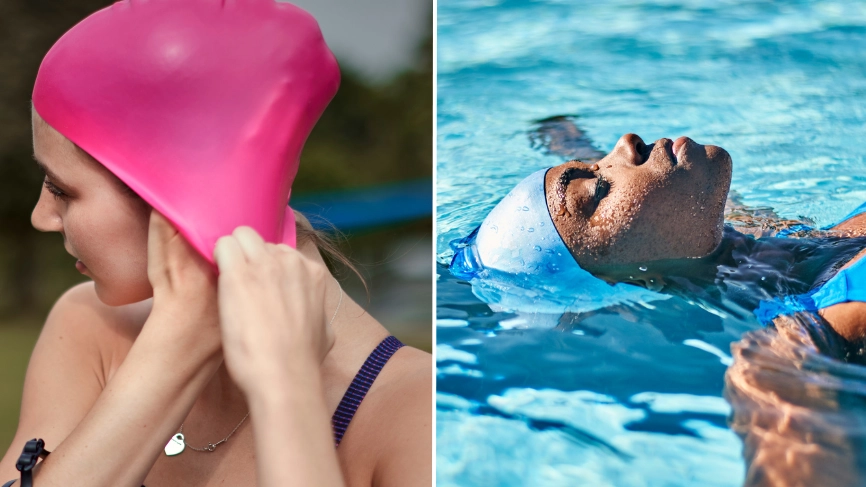 People mindblown after realising swimming caps aren't actually meant to keep your hair dry
