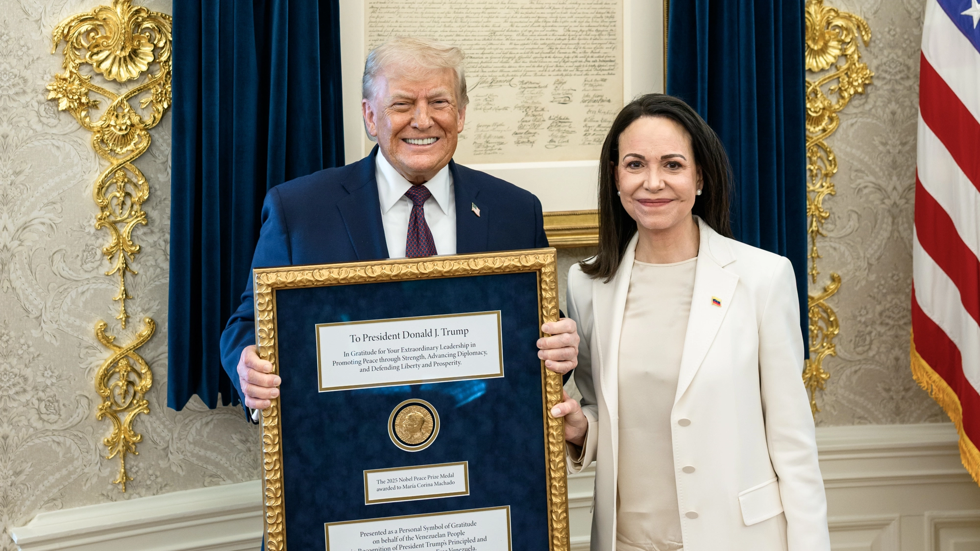 Nobel Peace Prize officials issue firm response after last year's winner hands prize to Trump