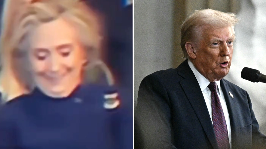 Viewers spot moment Hillary Clinton laughs after Donald Trump makes promise during inauguration speech