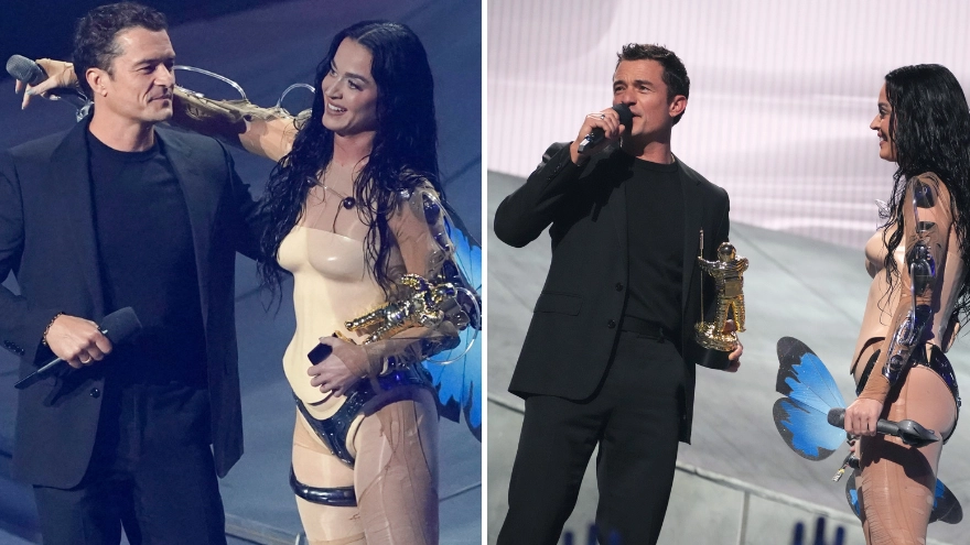 Katy Perry fans 'losing their minds' after new camera angle reveals what happened before Orlando Bloom presented her with Vanguard award