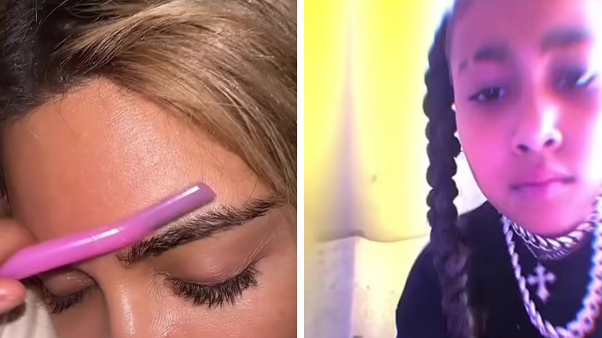 Kim Kardashian freaks out after daughter North pretends to shave her eyebrows off