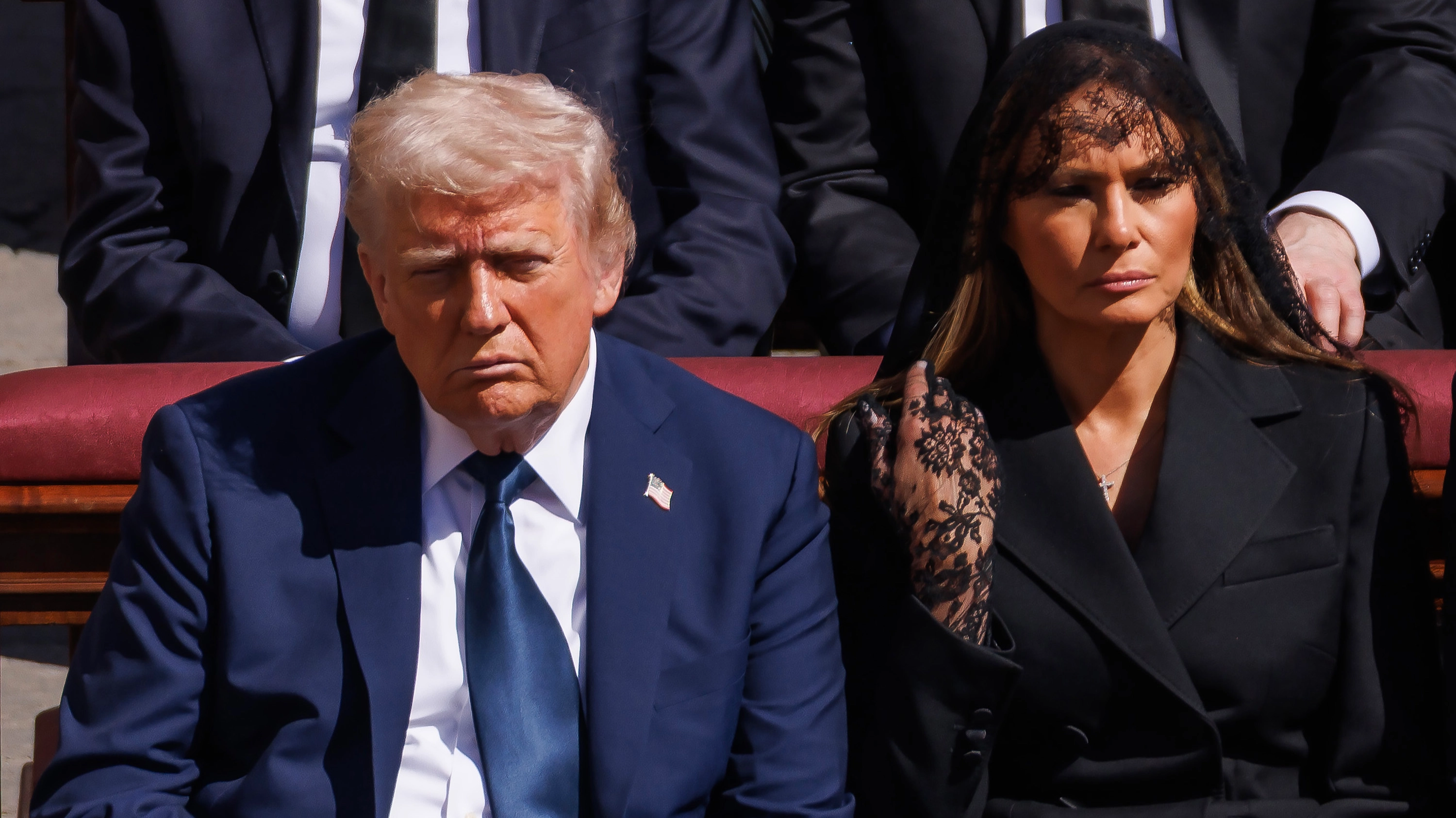 Donald Trump defended over outfit choice at Pope’s funeral as picture shows full truth