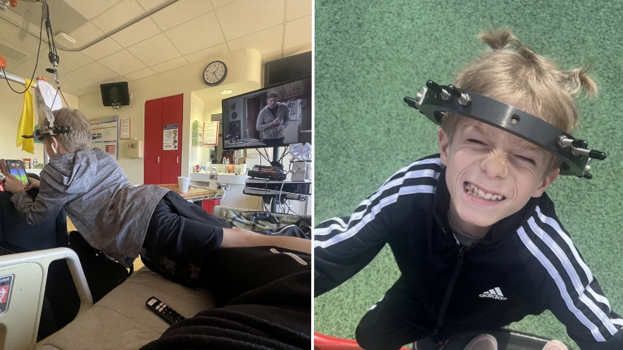11-year-old boy had to hang in frame for 12 hours a day ahead of spinal surgery
