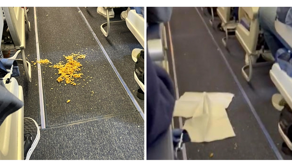 Flight attendant 'refused to let plane take off until passengers' cleaned up mess in the aisle