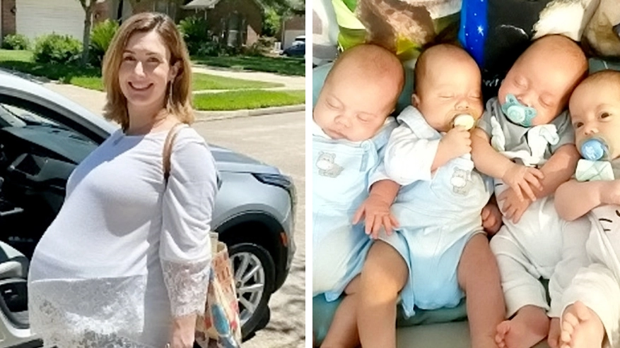 Mum pregnant with quadruplets says she has to paint their toenails to tell them apart