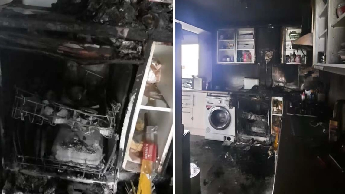 Family of four left homeless and mourning their pets after dishwasher fire