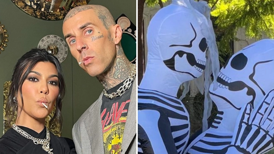 Kourtney Kardashian and Travis Barker's NSFW Halloween decorations spark major debate