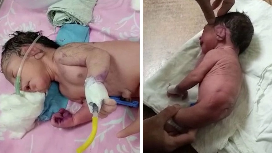 Doctors shocked as baby is born with horn like structure instead of legs