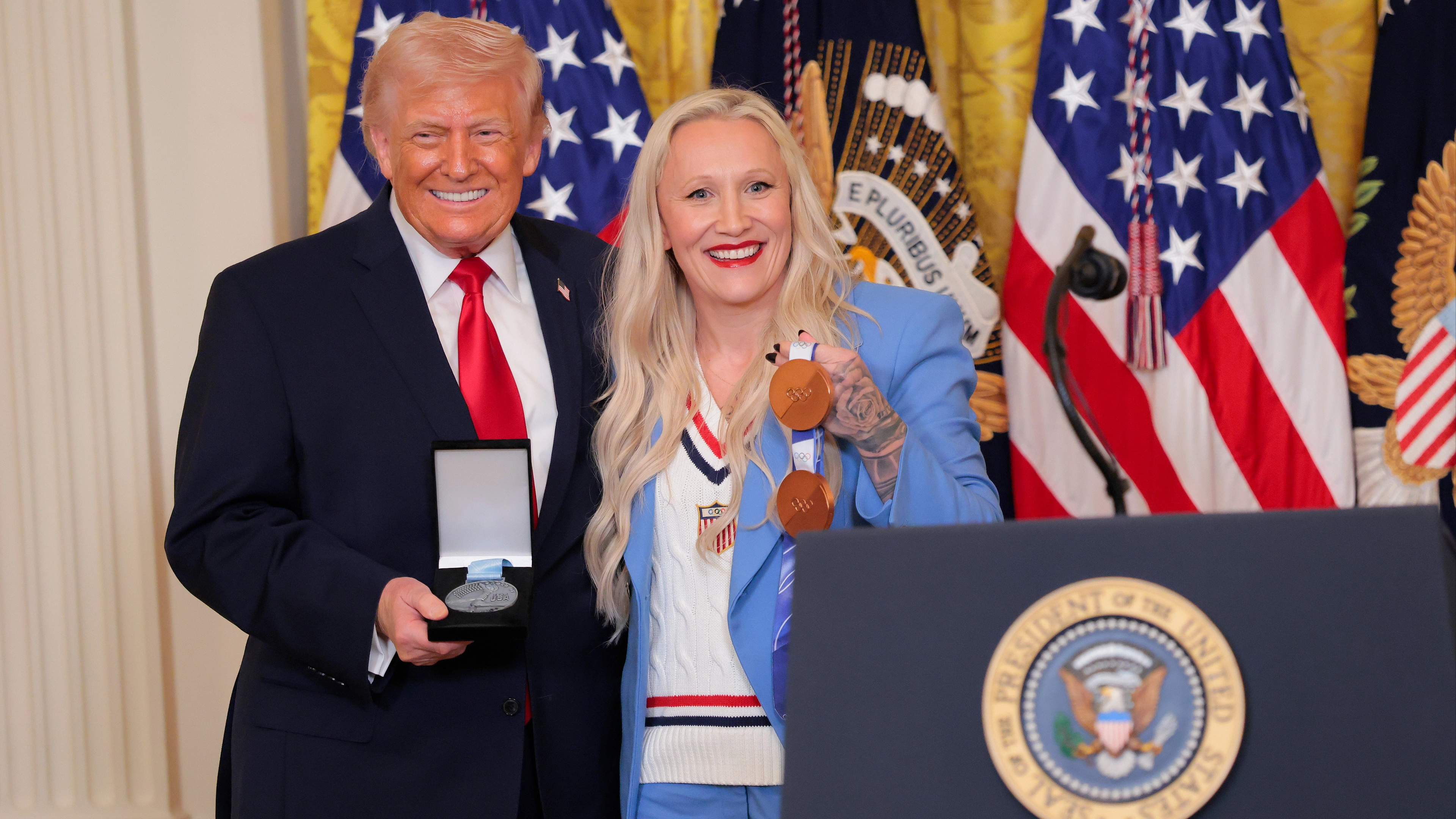 Why Olympic bobsledder gifted medal to Trump as she issues tearful statement