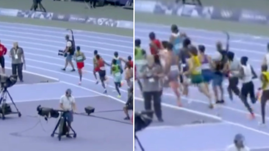 Cameraman inches away from causing major chaos at Olympics event