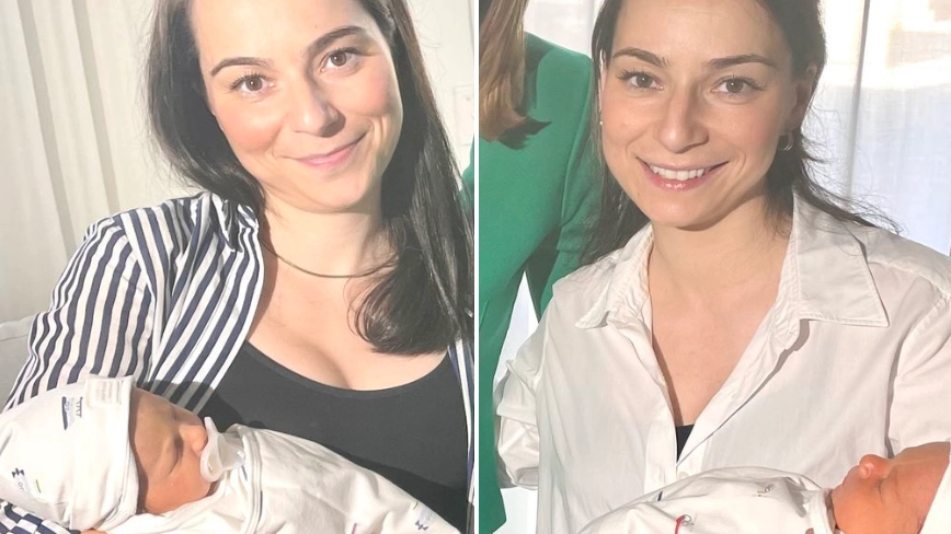 Identical twins give birth on the same day in the same hospital