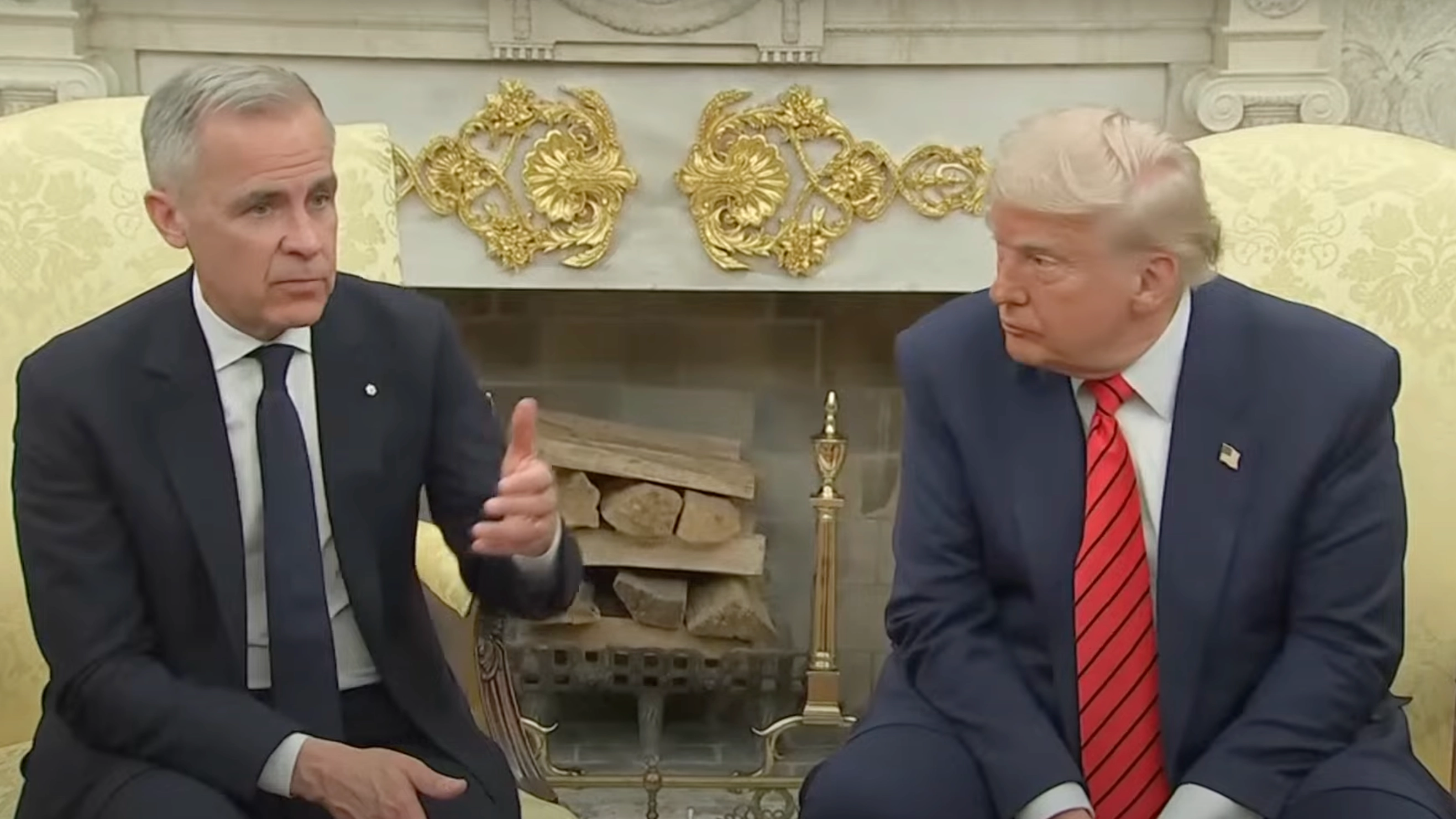 Awkward moment Canadian Prime Minister Mark Carney calls out Trump for blatant lie during White House meeting