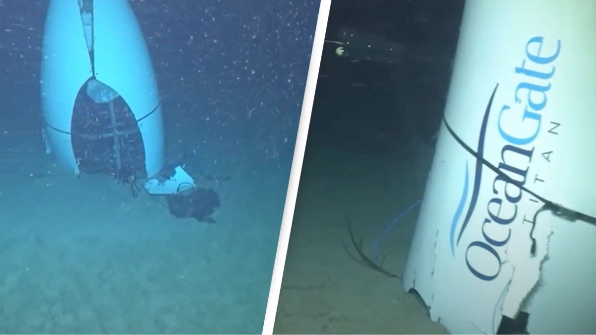 'Haunting' first footage of imploded Titan sub wreckage released by US Coast Guard