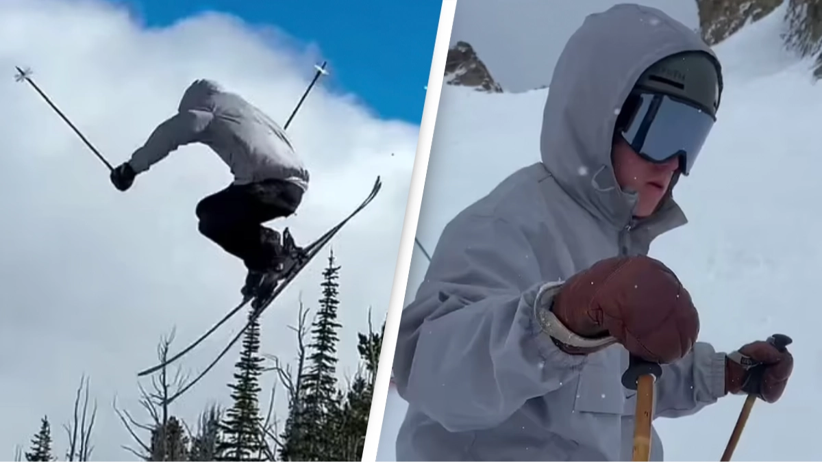Daredevil skier, 21, dies after trying 'high risk stunt' jumping 40 feet across busy highway as he falls onto road